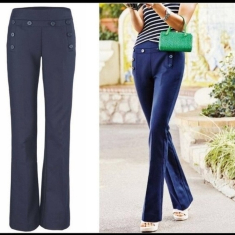 CAbi #5077 Mariner Sailor Trouser Pants Size 2 Navy Blue Nautical